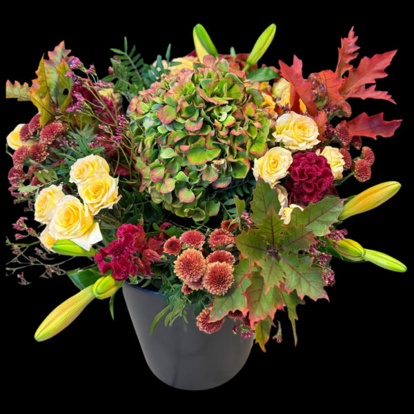 herfstboeket Mariska met bloemen in warme tinten