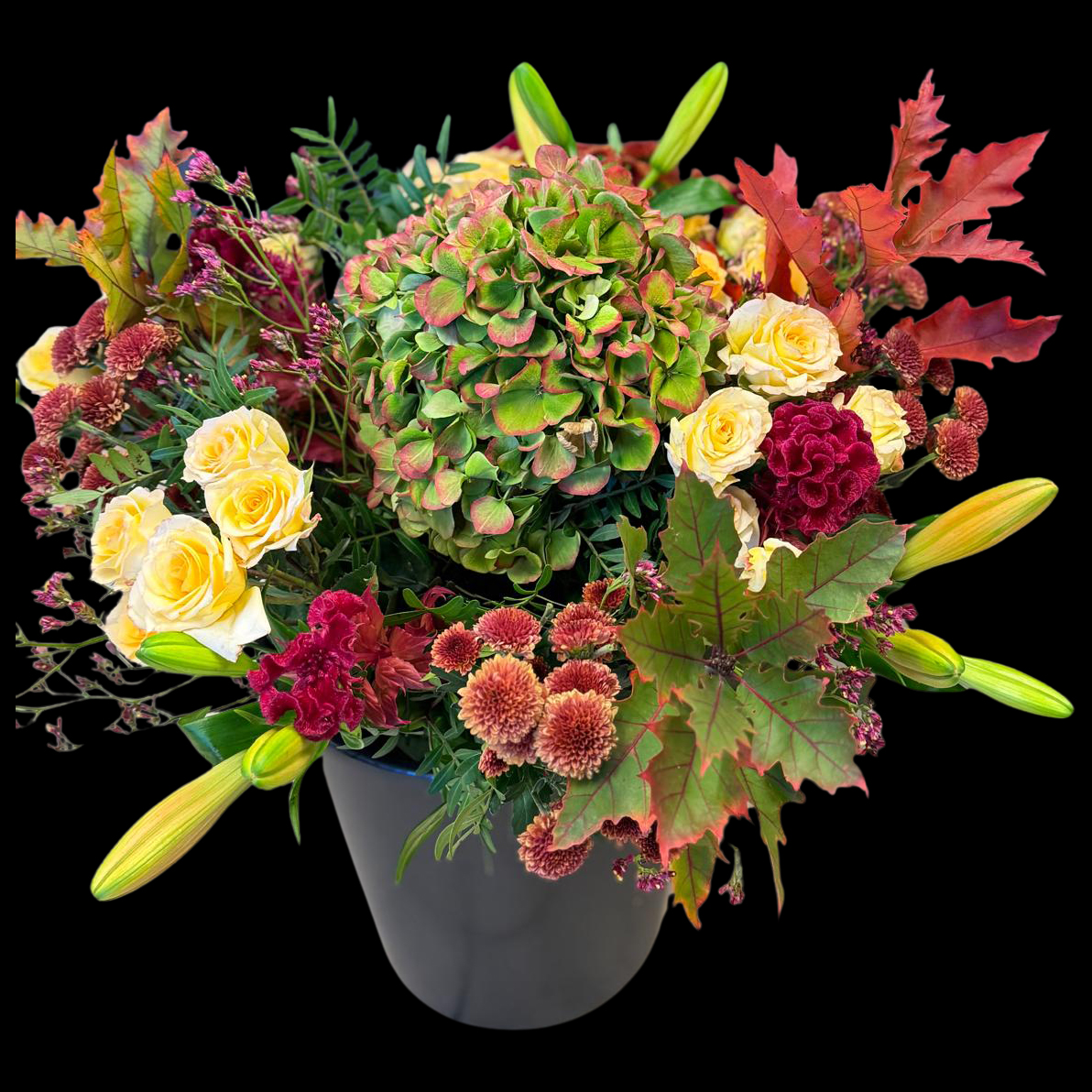 herfstboeket Mariska met bloemen in warme tinten