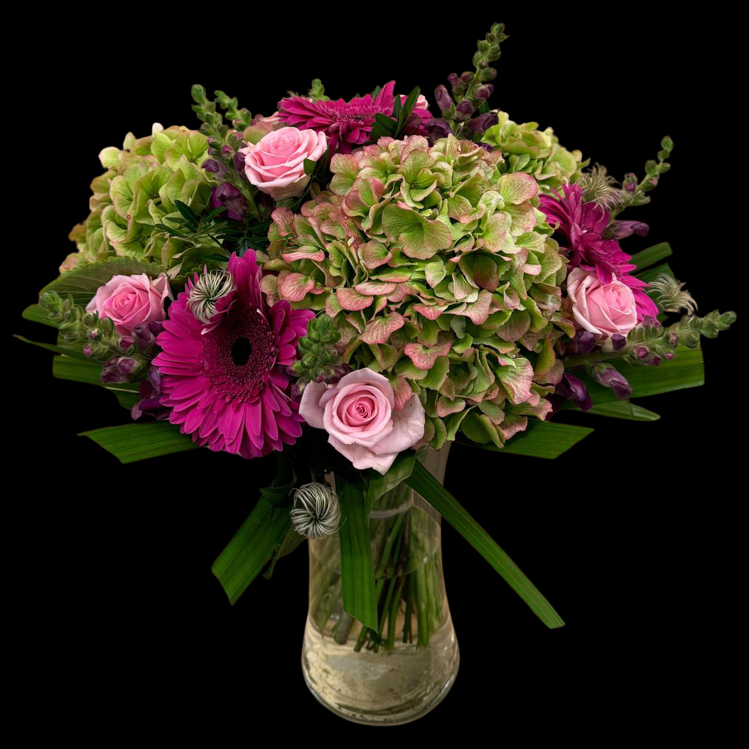 boeket Pink Sensation met roze bloemen in verschillende tinten