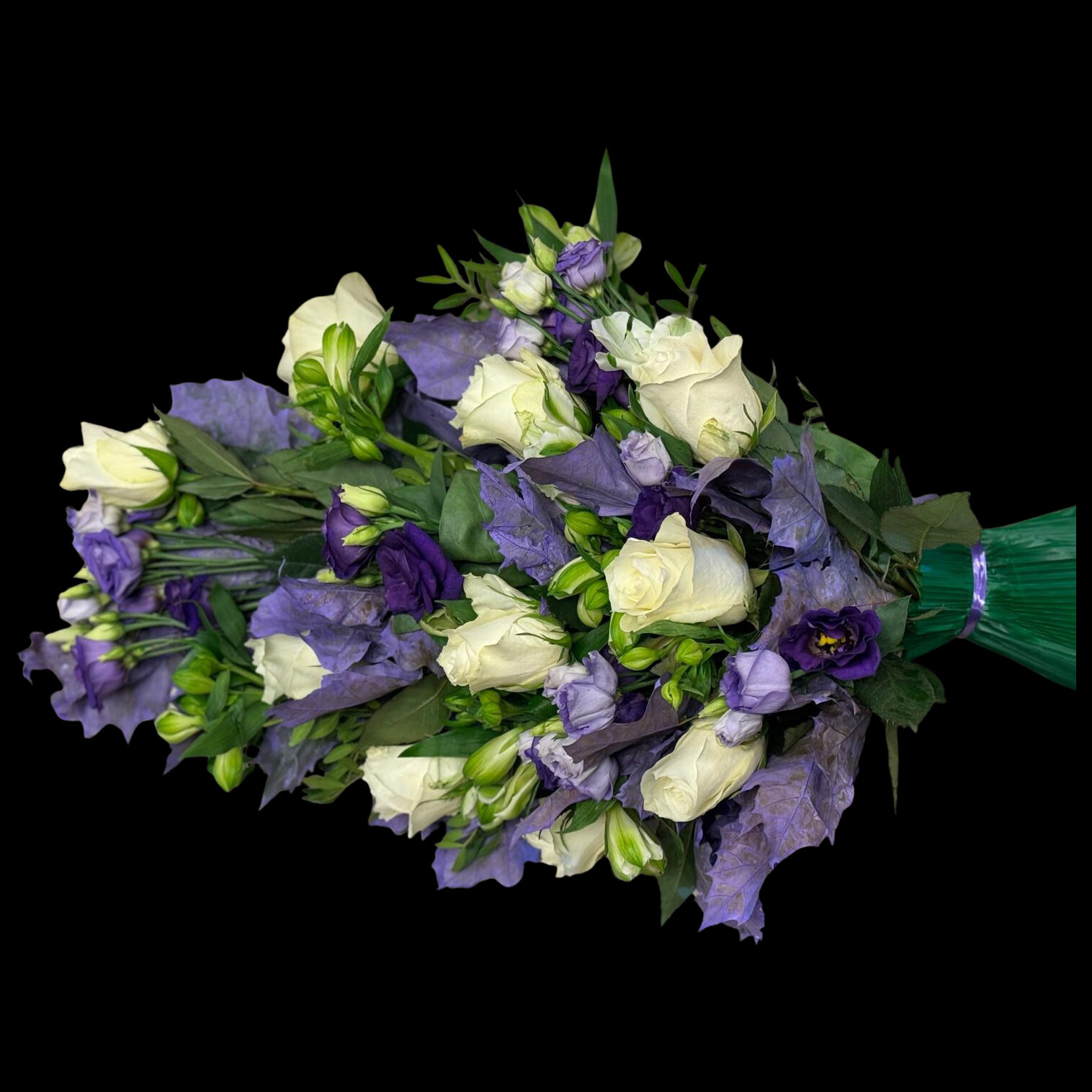 rouwboeket Blauw Witte Veldpracht met blauwe en witte bloemen