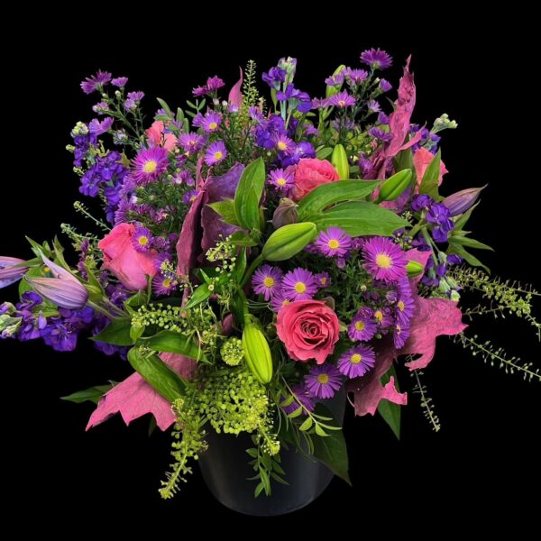 boeket Purple Haze met bloemen in paarse en lila tinten